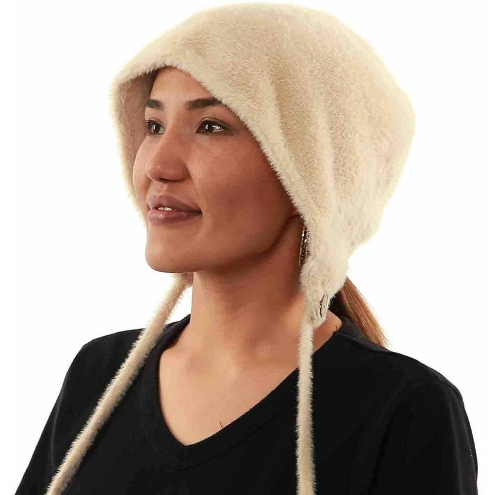 Women Girl Hat Furry Winter Warm Cute Plush Soft Earflap Fashion Caps Apricot